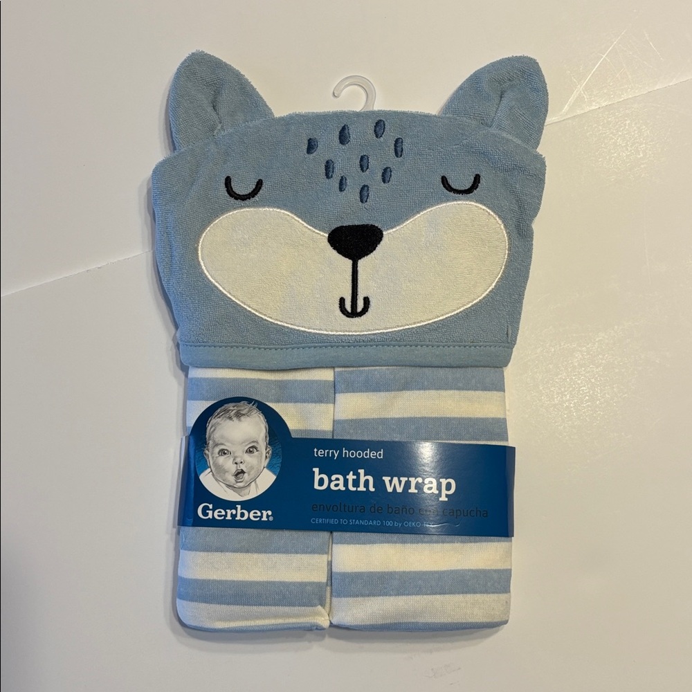 Gerber Blue Terry Hooded Bath Wrap